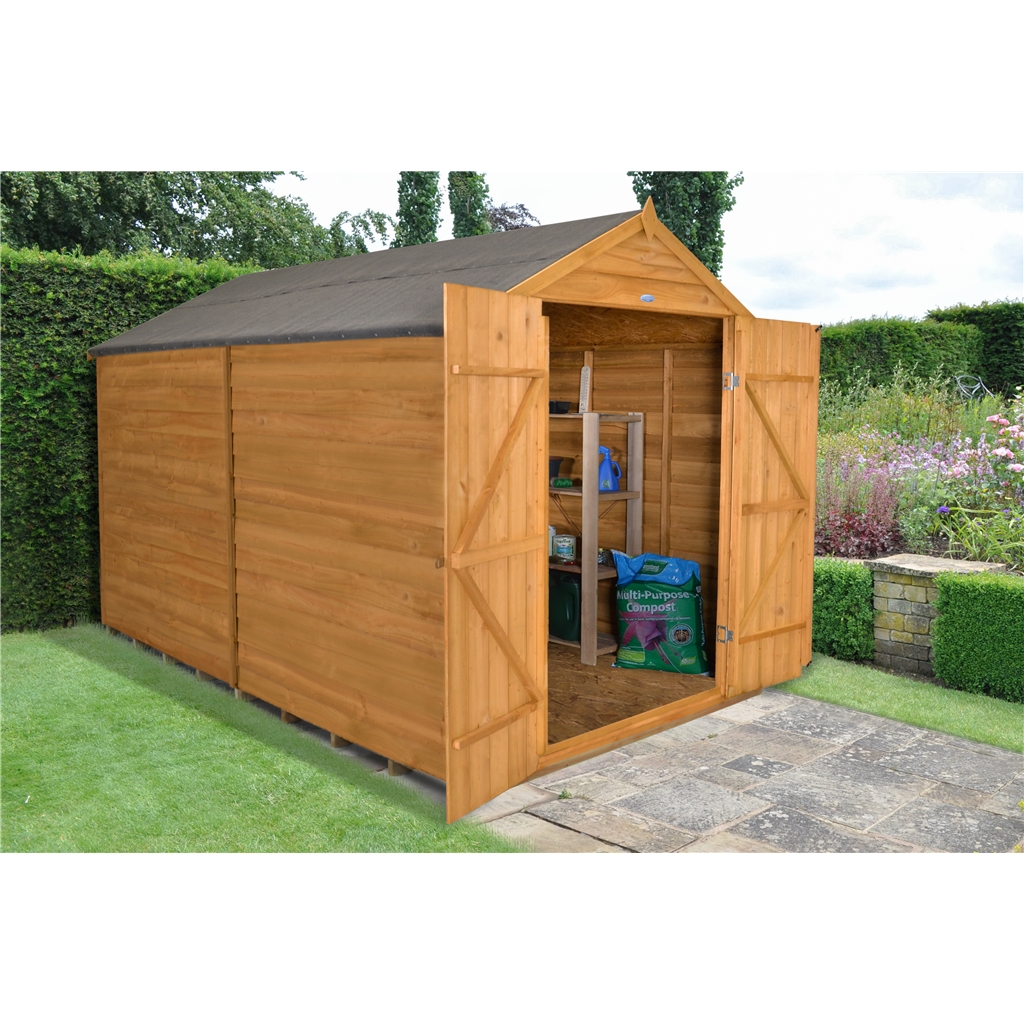 10 x 8 Apex Overlap Dip Treated Shed - Double Door With No 