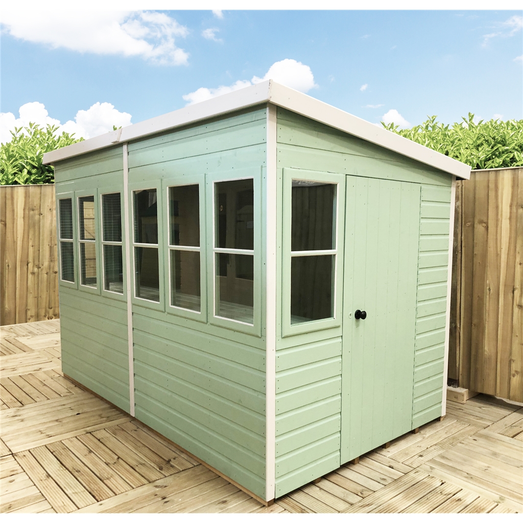 8 X 6 Tongue And Groove Pent Potting Shed 2 Opening Windows 