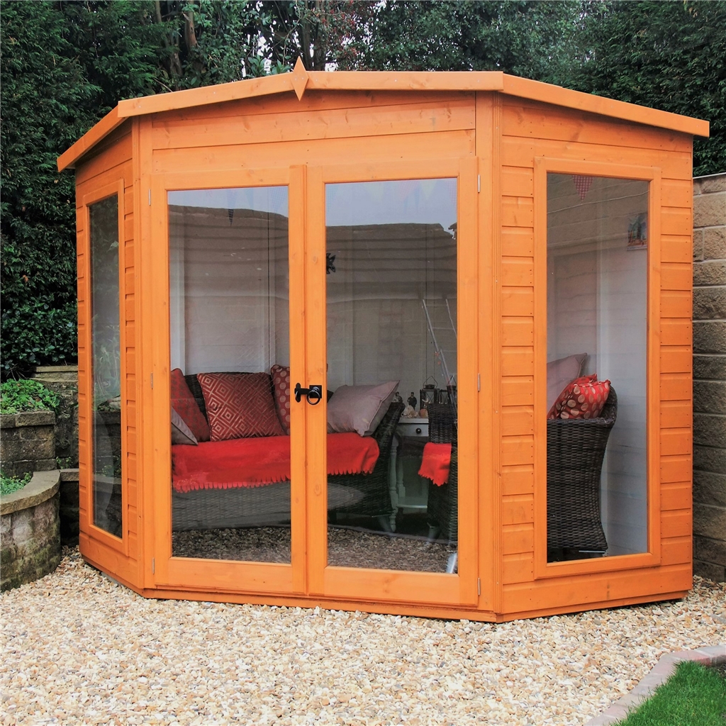 Installed 7 X 7 (2.69m X 2.05m) Premier Corner Wooden Summerhouse