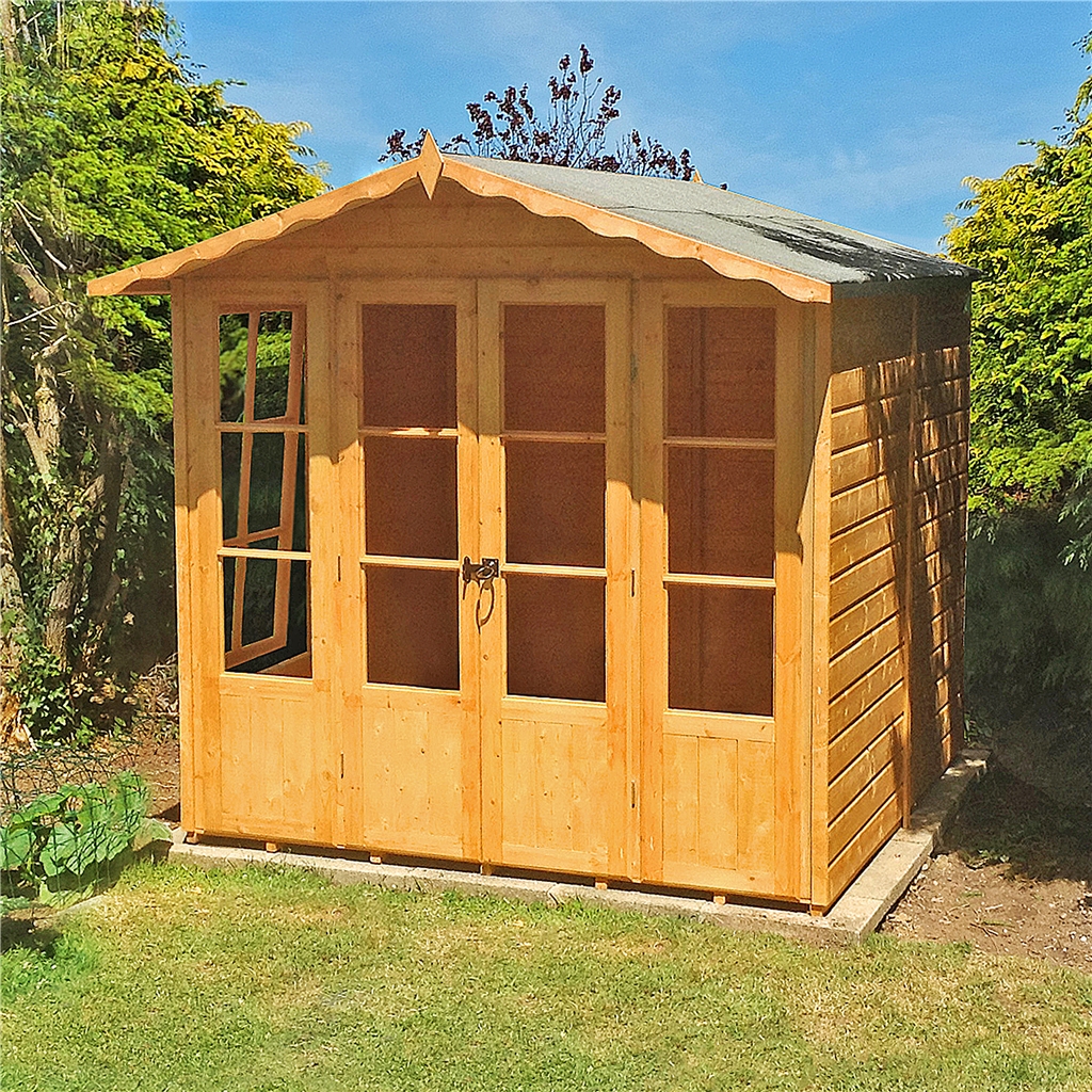 Installed 7 X 7 (2.05m X 1.98m) Premier Wooden Summerhouse Double