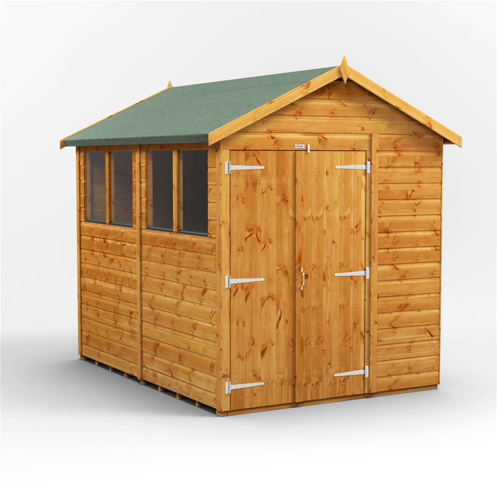 8 x 6 premium tongue and groove apex shed - double doors