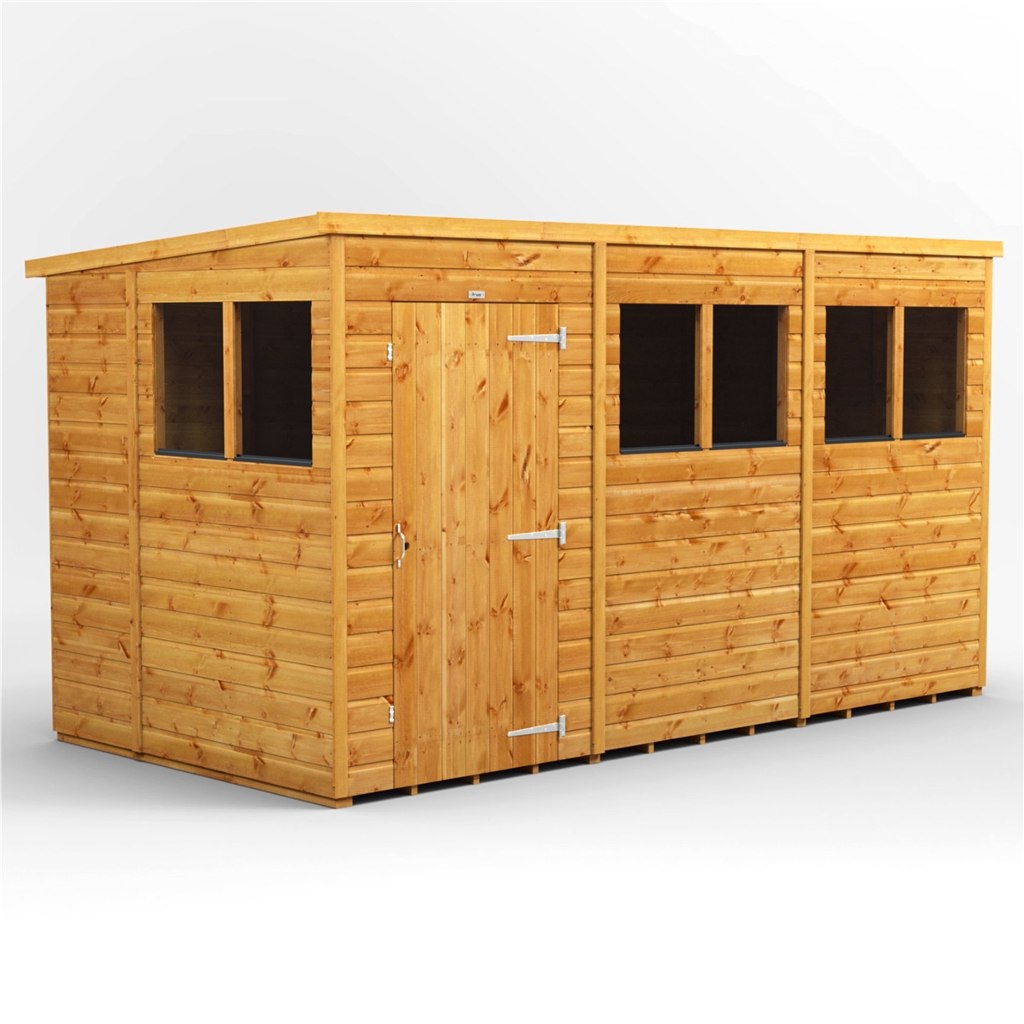 12 x 6 Premium Tongue and Groove Pent Shed - Single Door 