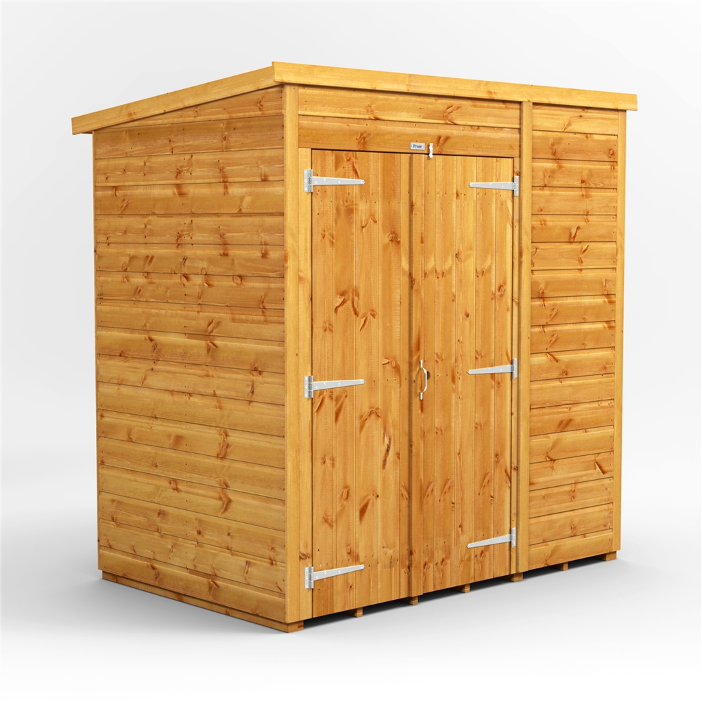 6 x 4 premium tongue and groove pent shed - double doors