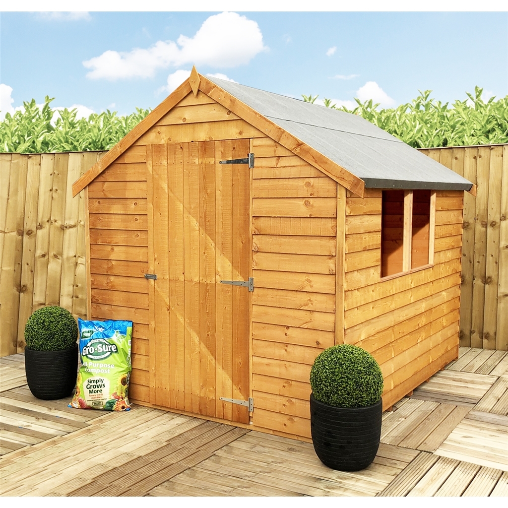 7 X 5 Super Value Overlap Apex Wooden Garden Shed 2 Windows