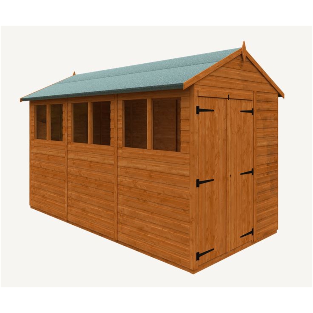 12 x 6 tongue and groove apex shed with double doors 12mm