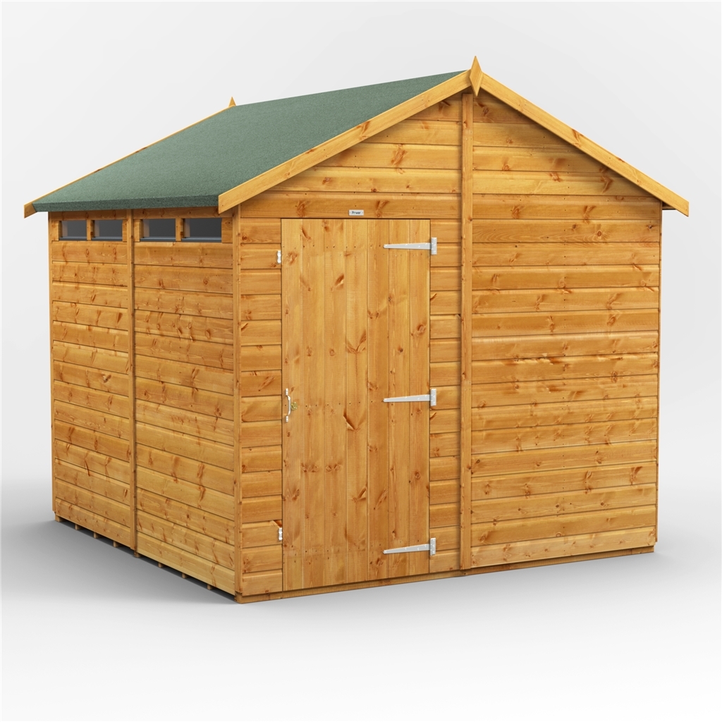 8 x 8 security tongue and groove apex shed - single door