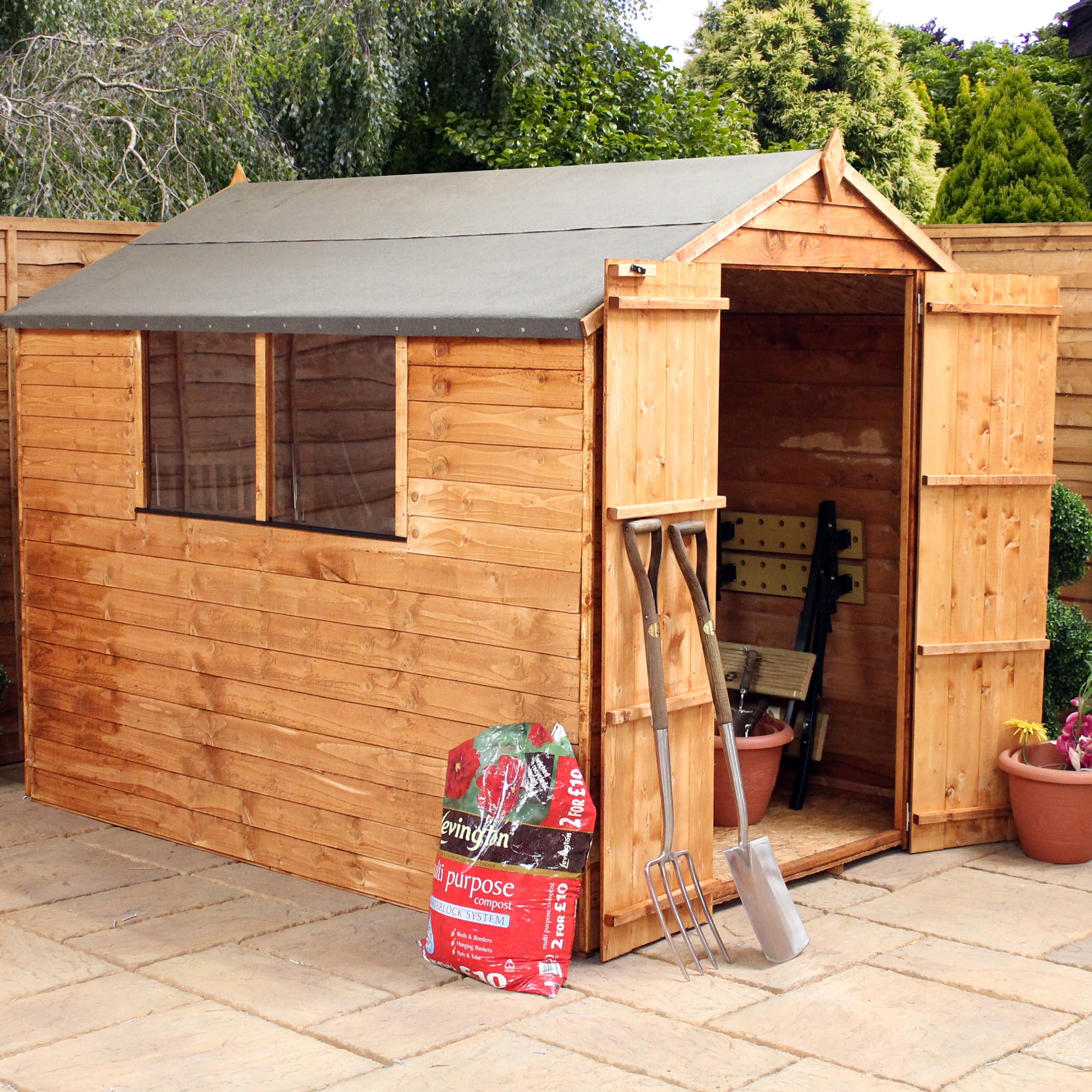 **FLASH REDUCTION** 8 x 6 Overlap Apex Shed With Double 