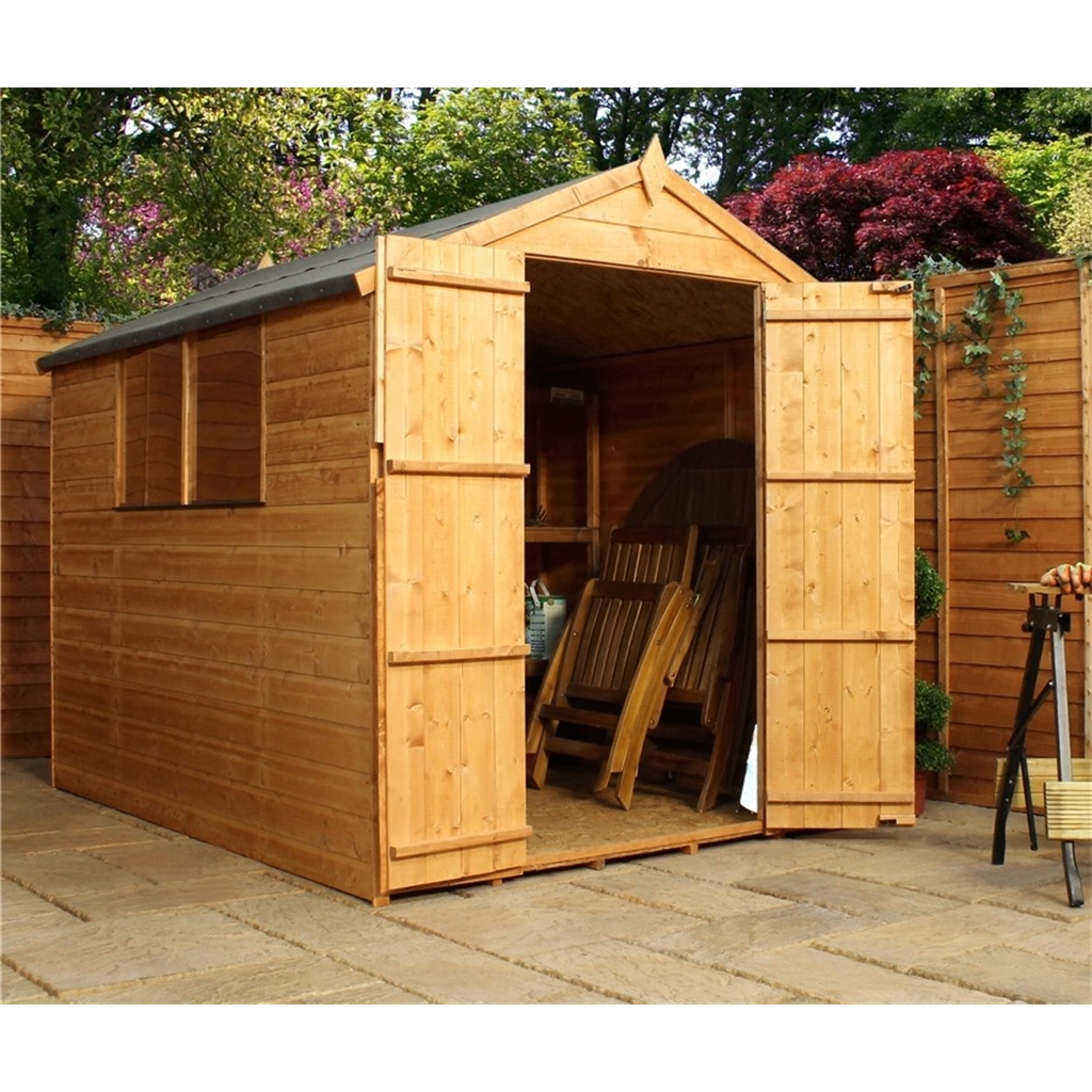 8 x 6 Tongue and Groove Apex Shed With Double Doors + 2 