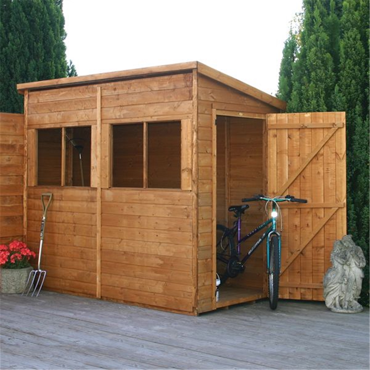 8 x 4 Premier Tongue and Groove Pent Shed With 4 Windows 