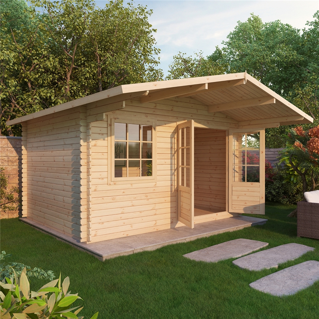 4m x 3m apex log cabin single glazing + free floor