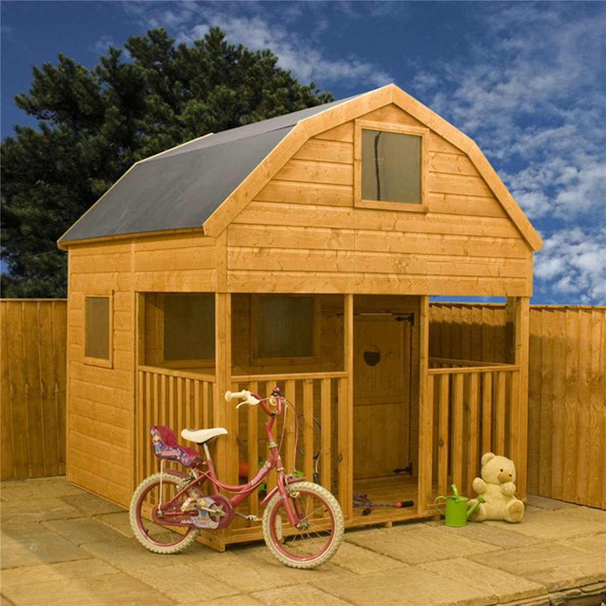 7 x 7 barn double storey wooden playhouse shedsfirst