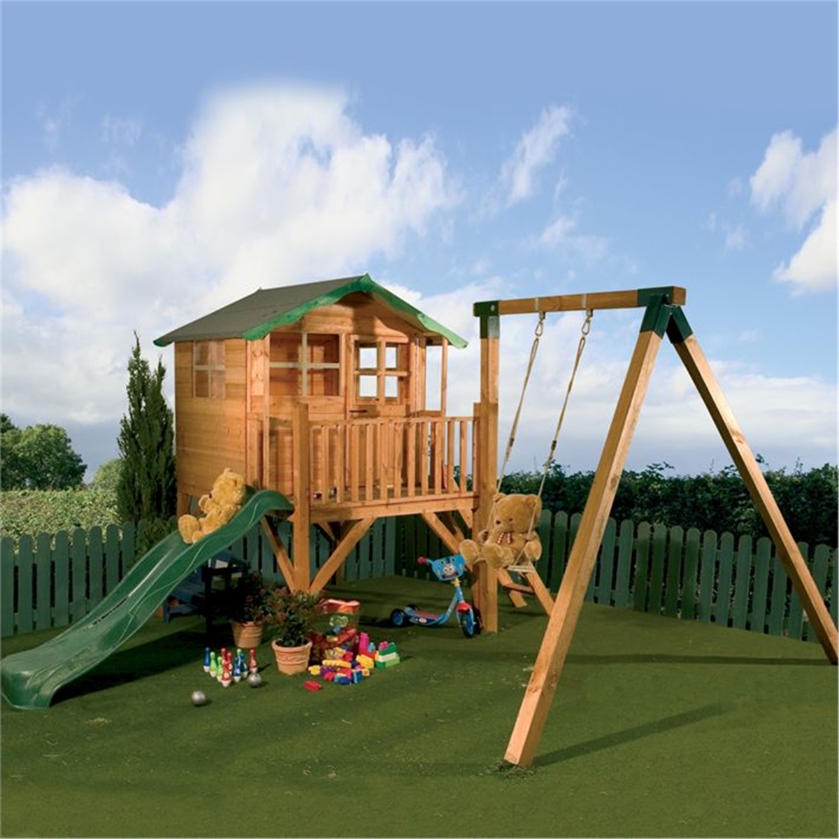 playhouse with slide and swing