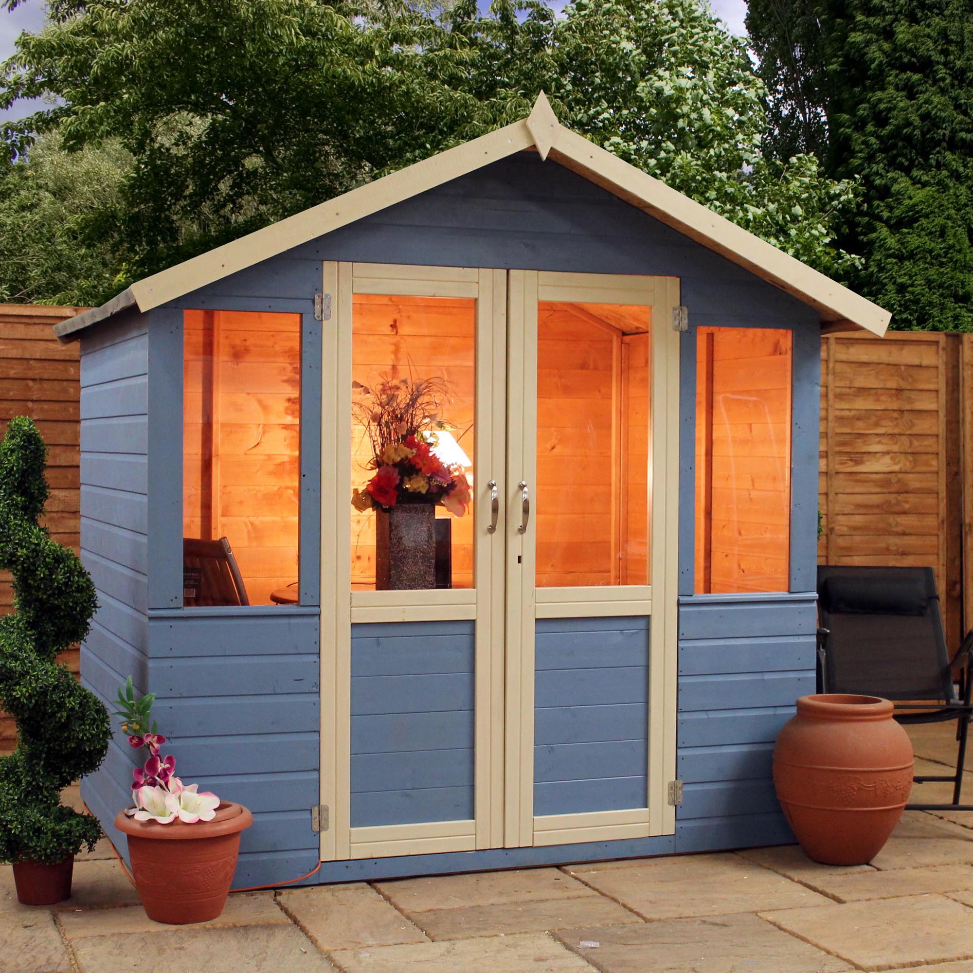7 x 5 devon summerhouse 1/2 styrene glazed doors