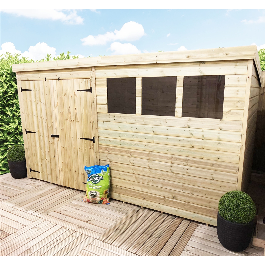 12 X 7 Pressure Treated Tongue And Groove Pent Shed With ...