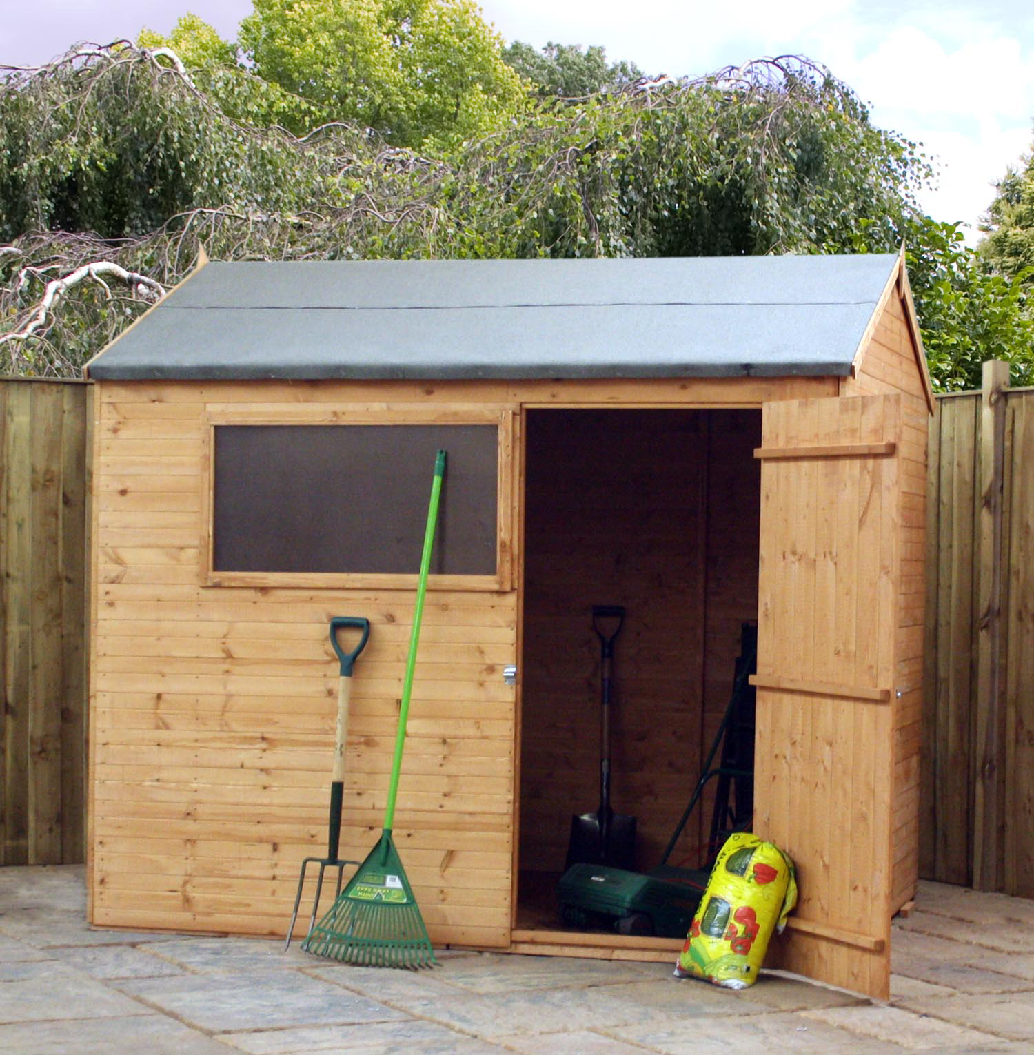 6 x 8 Tongue And Groove Reverse Apex Shed With Single Door 