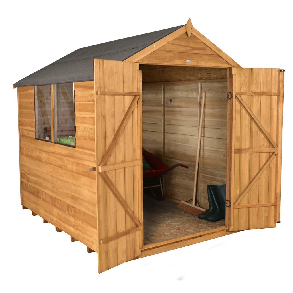 8 X 6 Overlap Apex Wooden Garden Shed With 2 Windows And 