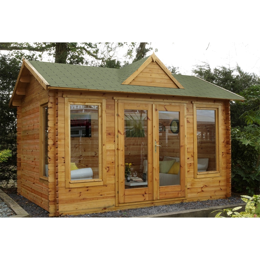4.0m x 3.0m Reverse Apex Log Cabin With Dormer Roof 