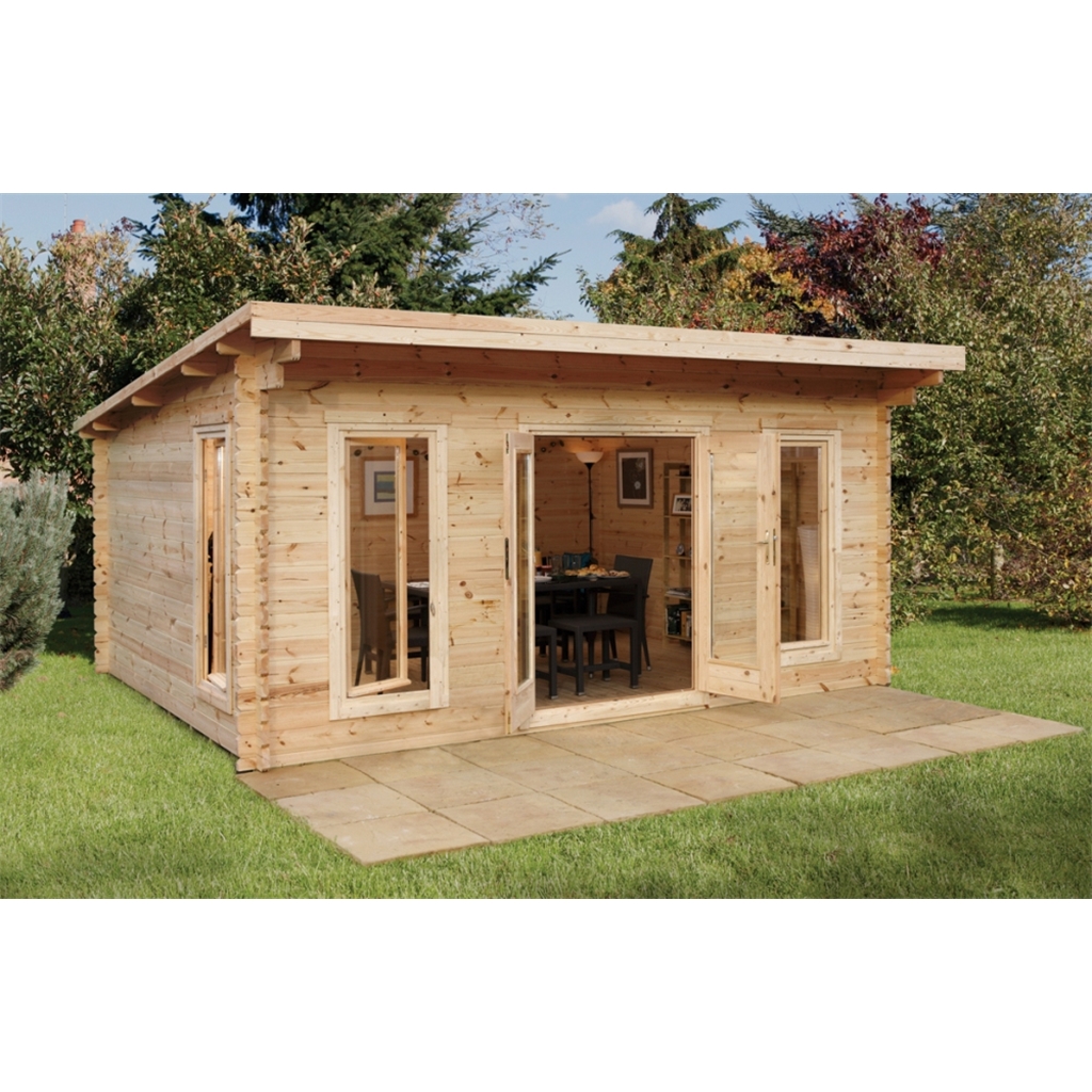 5 0m X 4 0m Large Contemporary Pent Log Cabin Double Glazing