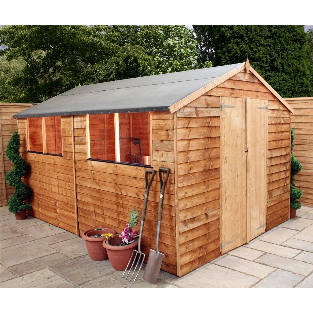 INSTALLED 12 x 8 Overlap Apex Shed With Double Doors + 4 
