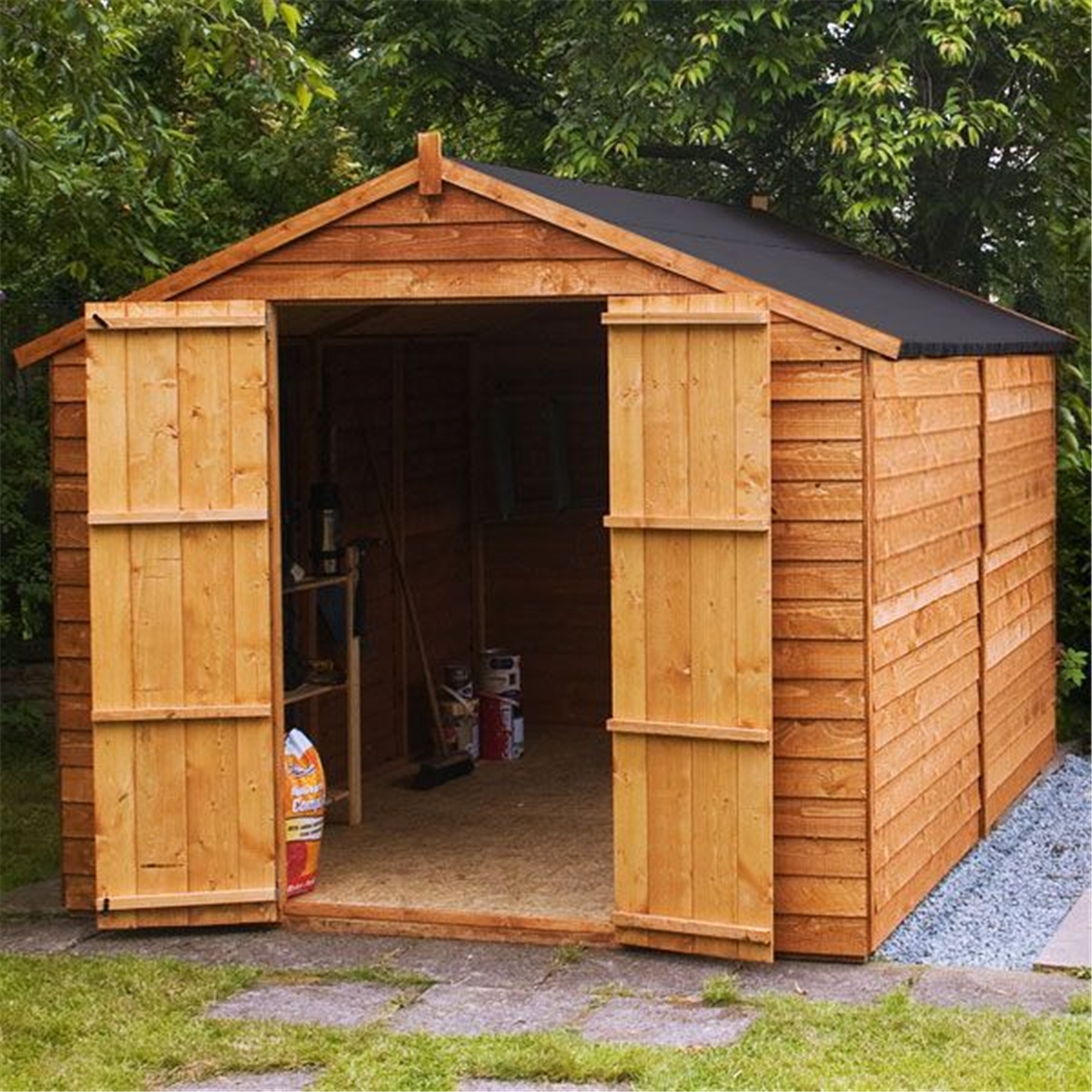 INSTALLED 10 x 8 Windowless Overlap Apex Shed With Double 