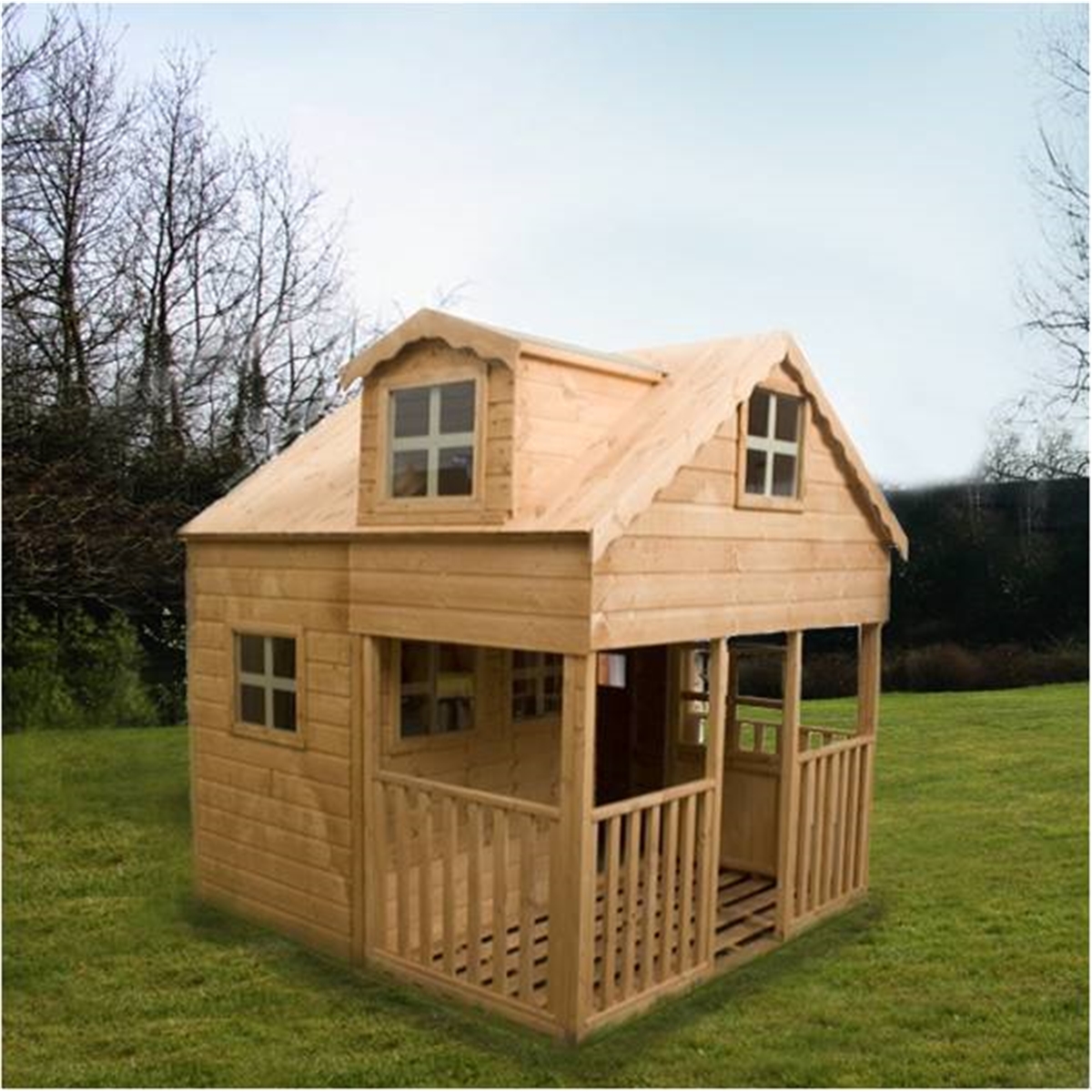 2 story wooden playhouse