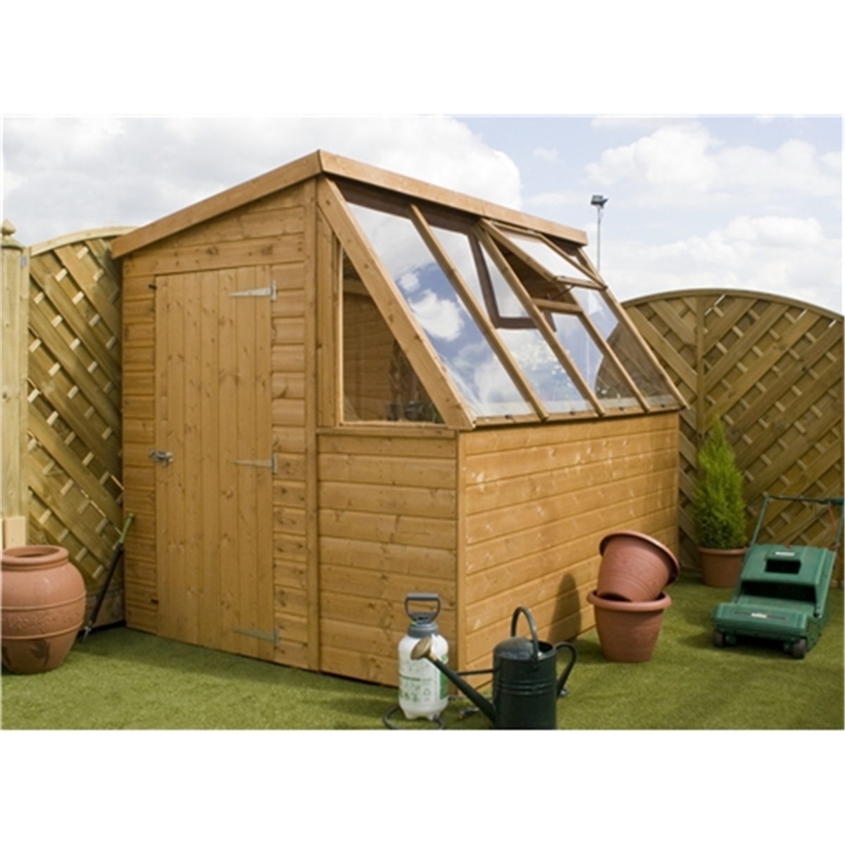 INSTALLED 8 x 6 Premier Potting Shed + Free Potting Bench (Door Can Be