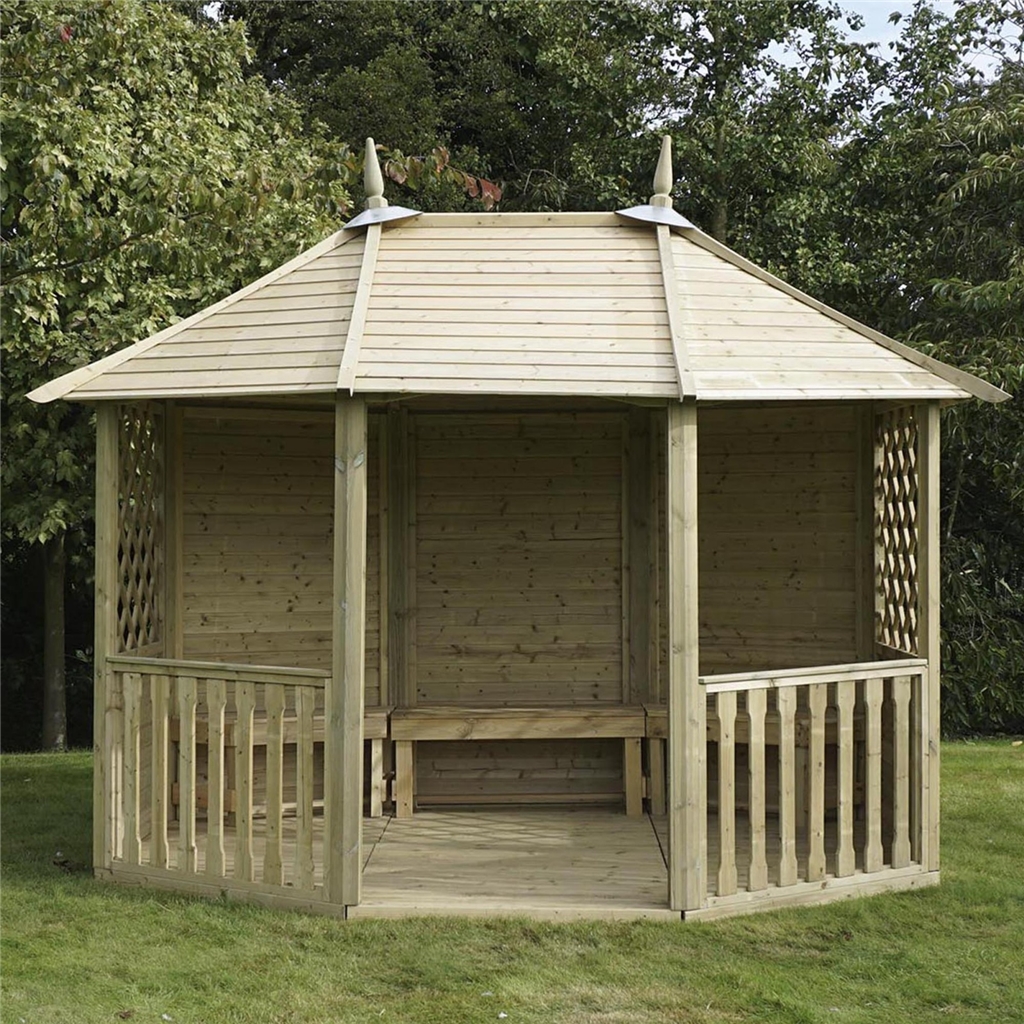 8' 8" x 11' 9" Pressure Treated Double Trellis Gazebo (2.6m x 3.5m
