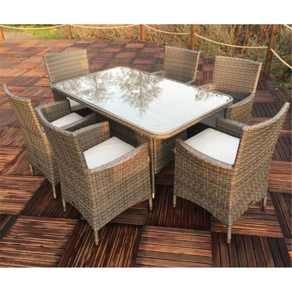 Marlow 6 Seater Rattan Effect Round Garden Table & Chairs, M&S Collection, M&S