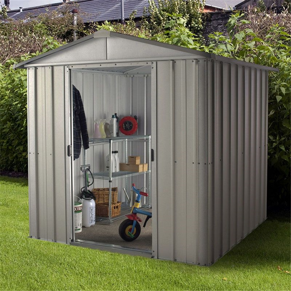 6ft 1" x 7ft 5" Apex Metal Shed With Free Anchor Kit (2 