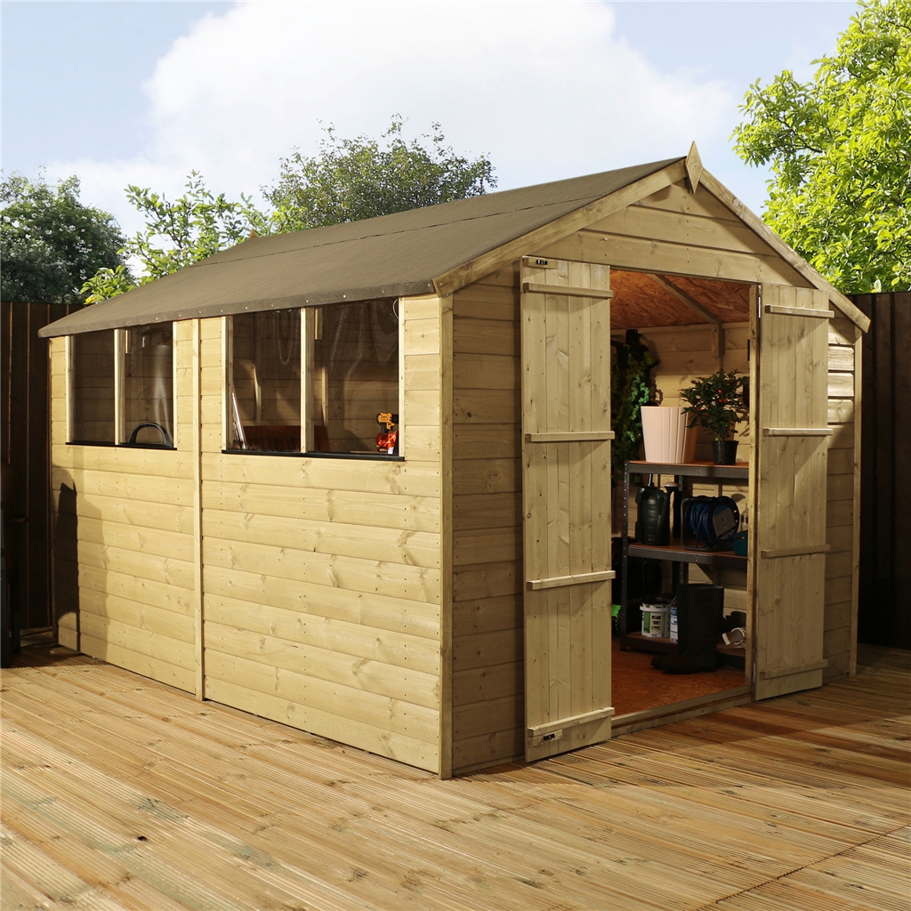 10 x 8 Pressure Treated Tongue and Groove Apex Shed ShedsFirst