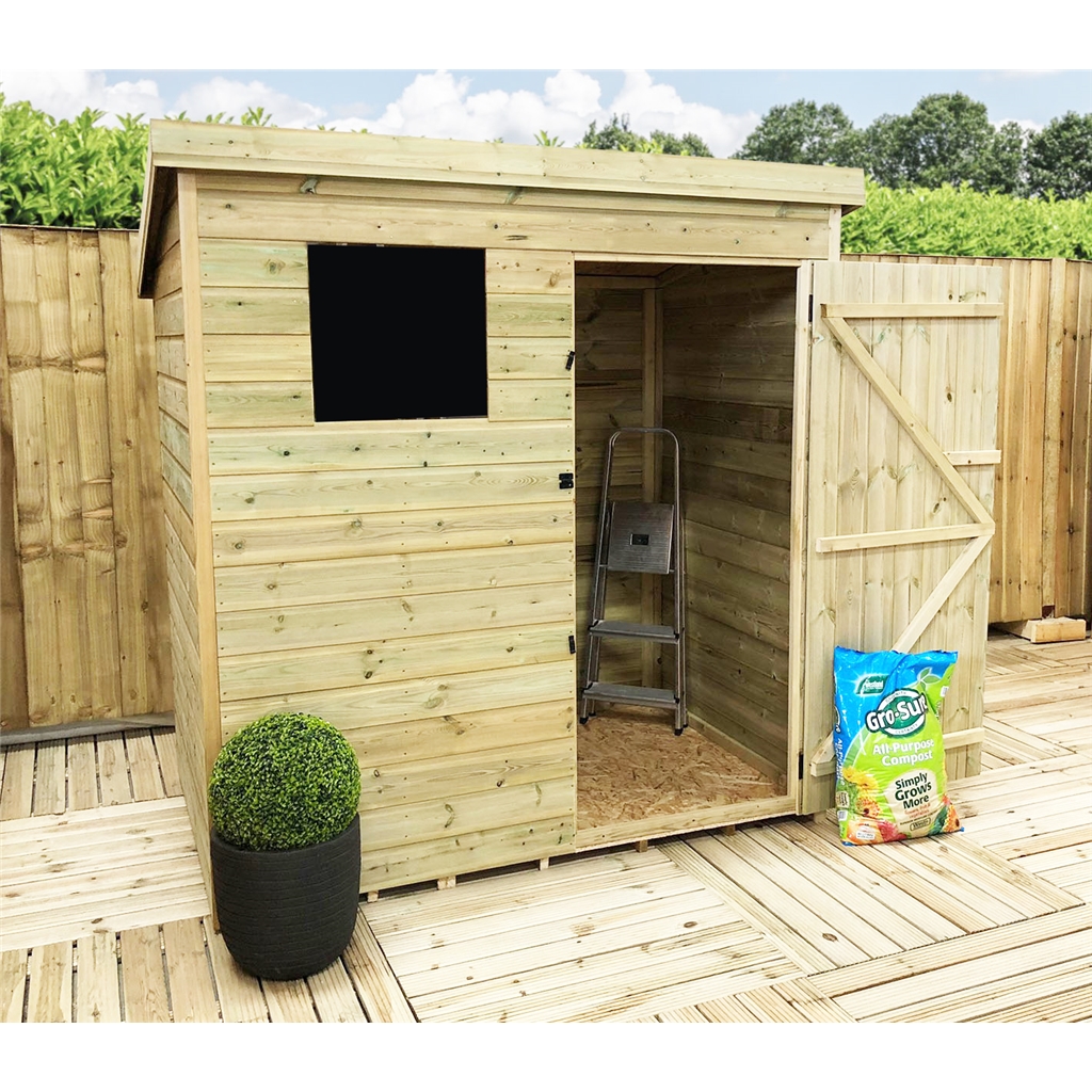 Installed 6 X 4 Pressure Treated Tongue And Groove Pent Shed With