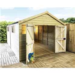 13 X 10 Premier Pressure Treated T&g Apex Workshop With Higher Eaves And Ridge Height 6 Windows And Double Doors (12mm T&g Walls, Floor & Roof) + Safety Toughened Glass + Super Strength Framing