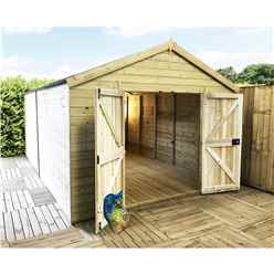 26 X 13 Windowless Premier Pressure Treated Tongue And Groove Apex Workshop With Higher Eaves And Ridge Height And Double Doors (12mm Tongue & Groove Walls, Floor & Roof) + Super Strength Framing