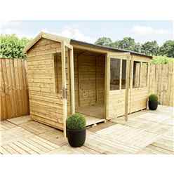10 X 6 Reverse Pressure Treated Tongue And Groove Apex Summerhouse With Higher Eaves And Ridge Height + Toughened Safety Glass + Euro Lock With Key + Super Strength Framing