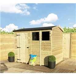 9 X 8  Reverse Super Saver Pressure Treated Tongue And Groove Apex Shed + Single Door + High Eaves 72 + 2 Windows