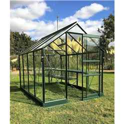 6 X 4 Premier Low Threshold Green Metal Frame Greenhouse