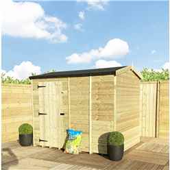14 X 8  Reverse Super Saver Pressure Treated Tongue And Groove Apex Shed + Single Door + High Eaves 72 Windowless