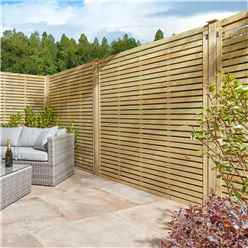 Pack of 3 - 6 X 6 Pressure Treated Horizontal Open Slatted Screen Panel 