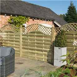 Pack of 3 -  6 X 4 Pressure Treated Lattice Infill Curved Screen Panel