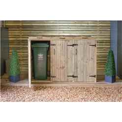 Triple Redwood Pressure Treated Wheelie Bin Store - 360 Litre Bins