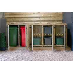 Wheelie Bin And Recycling Box Triple Chest Store - 2 X Wheelie Bin + 6 X Recycling Boxes