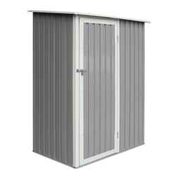 5 X 3 (1.43m X 0.89m) Single Door Metal Pent Shed - Light Grey