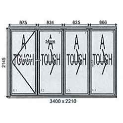 Aluminium Bi-Folding Doors - 3400mm x 2210mm (4 doors) - Anthracite Grey Inside and Outside