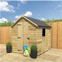 4 X 7  Super Saver Pressure Treated Tongue And Groove Apex Shed + Single Door + Low Eaves + 1 Window
