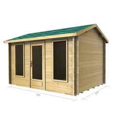 3.5m X 2.5m (12 X 8) Apex Log Cabin (2038) - Double Glazing + Single Door - 34mm Wall Thickness