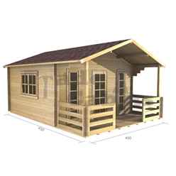 4m X 3m (13 X 10) Apex Log Cabin (2057)  - Double Glazing - 34mm Wall Thickness