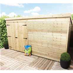 12 X 4 Windowless Pressure Treated Tongue And Groove Pent Shed With Double Doors