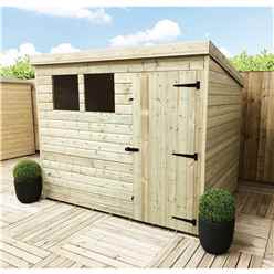 7 X 7 Pressure Treated Tongue And Groove Pent Shed With 2 Windows And Single Door + Toughened Safety Glass  (please Select Left Or Right Door)