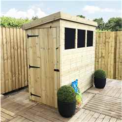 10 X 3 Pressure Treated Tongue And Groove Pent Shed With 3 Windows And Side Door + Safety Toughened Glass  (please Select Left Or Right Panel For Door)