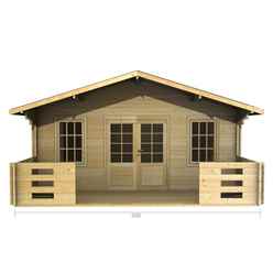 5m X 3m (16 X 10) Apex Log Cabin (2087) - Double Glazing + Double Doors - 70mm Wall Thickness